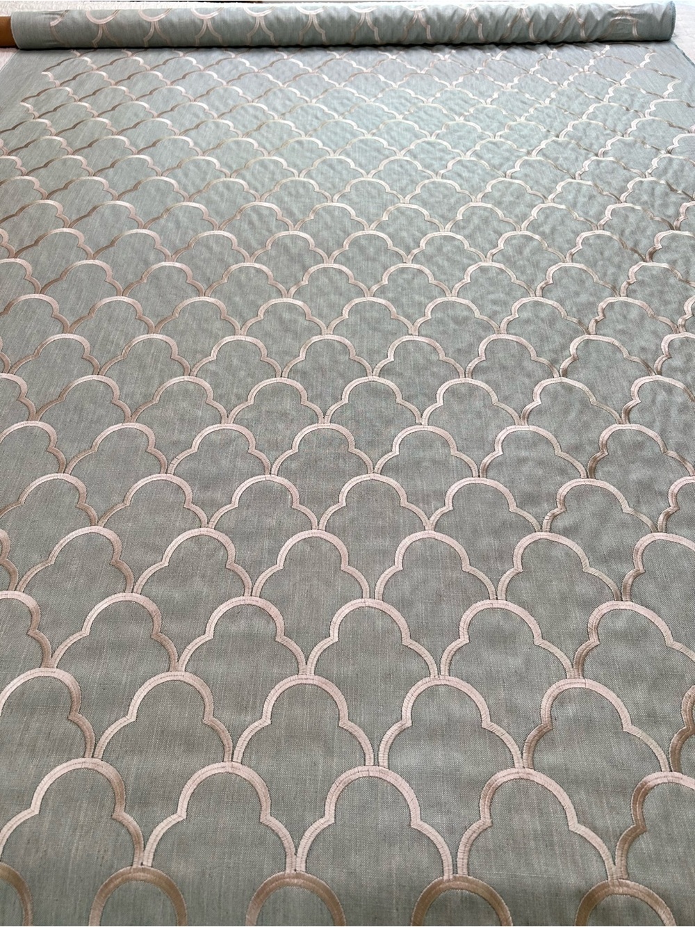 Carole Fabric ~ new ~ Cloud Nine Spa 4+ Yards Embroidered Fabric Remnant